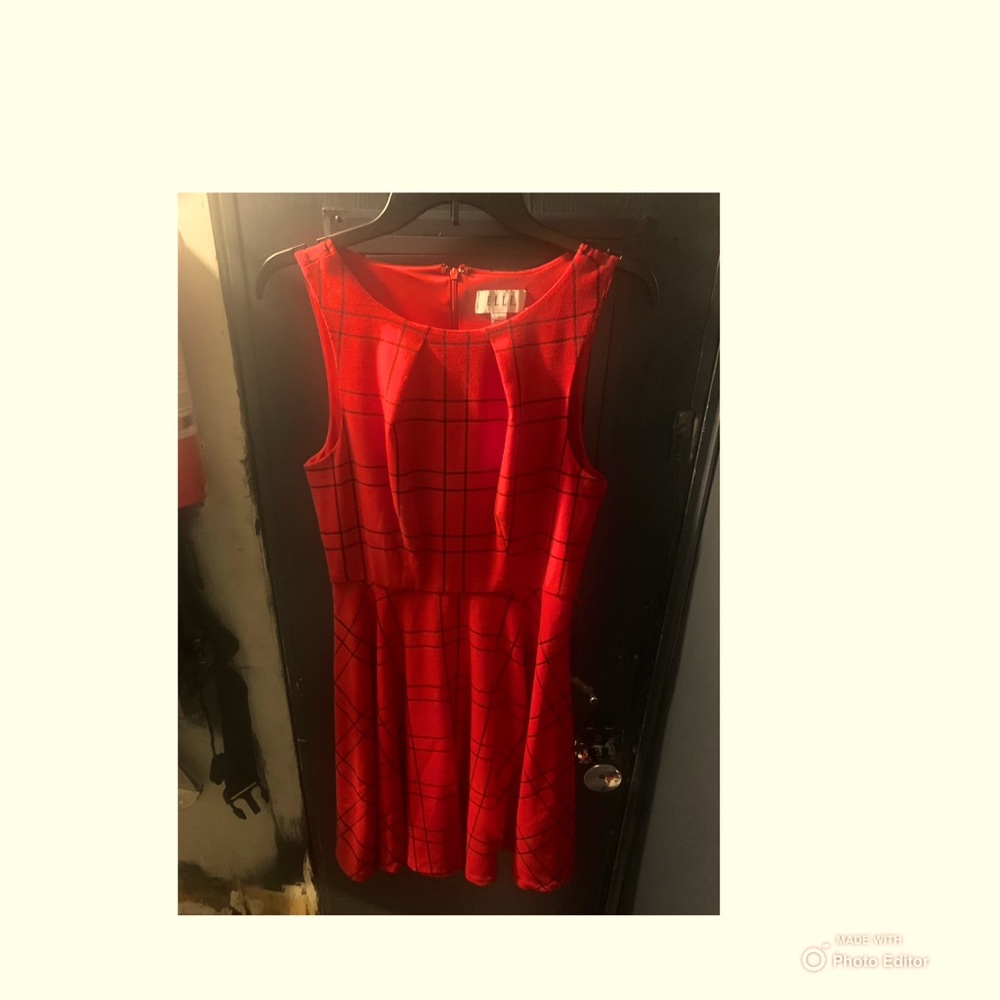Elle red plaid skater dress